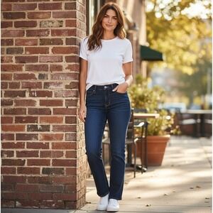 No Boundaries Womens Mid Rise Bootcut Jeans Dark Wash Denim Size 6